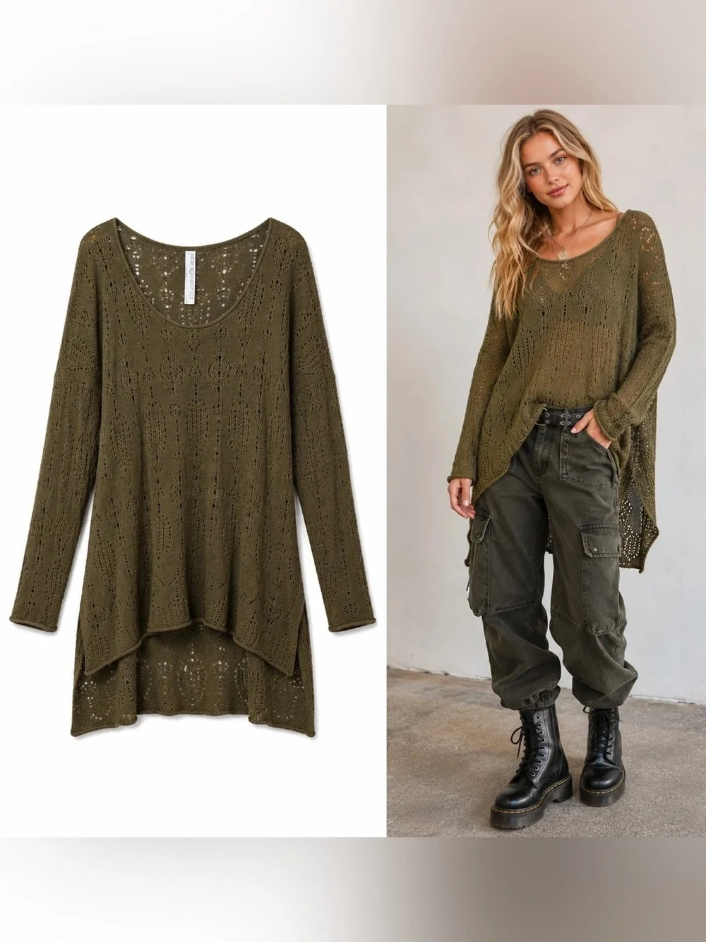 Free people New Romantics knit long line tunic sweater